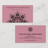 Carte De Visite Élégant logo noir et blanc Fleur Yoga (Devant / Derrière)