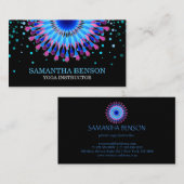 Carte De Visite Élégant logo noir et blanc Fleur Yoga (Devant / Derrière)