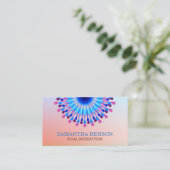 Carte De Visite Élégant logo noir et blanc Fleur Yoga (Debout devant)