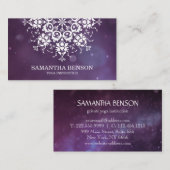 Carte De Visite Élégant logo noir et blanc Fleur Yoga (Devant / Derrière)