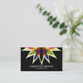 Carte De Visite Élégant logo noir et blanc Fleur Yoga (Debout devant)