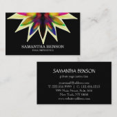 Carte De Visite Élégant logo noir et blanc Fleur Yoga (Devant / Derrière)