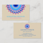 Carte De Visite Élégant logo noir et blanc Fleur Yoga (Devant / Derrière)