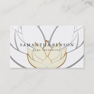 Carte De Visite Élégant logo noir et blanc Fleur Yoga