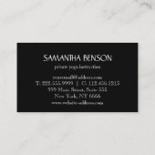 Carte De Visite Élégant logo noir et blanc Fleur Yoga (Dos)