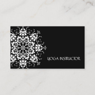 Carte De Visite Élégant logo noir et blanc Fleur Yoga