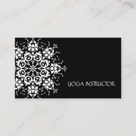 Carte De Visite Élégant logo noir et blanc Fleur Yoga (Devant)