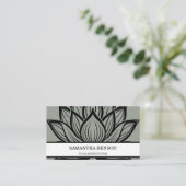 Carte De Visite Élégant logo noir et blanc Fleur Yoga (Debout devant)