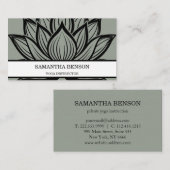 Carte De Visite Élégant logo noir et blanc Fleur Yoga (Devant / Derrière)