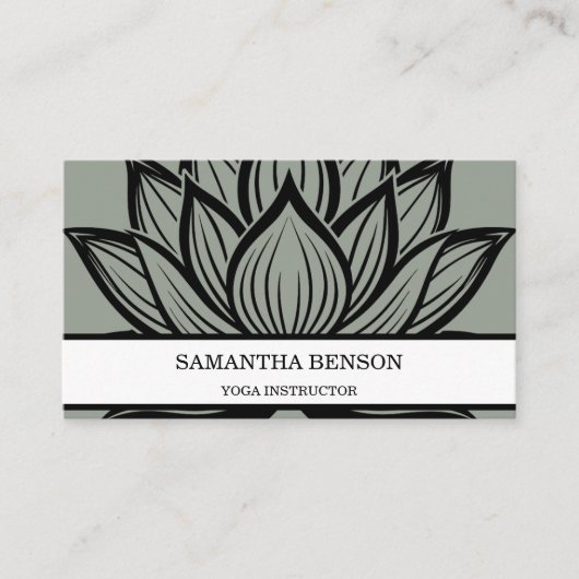 Carte De Visite Élégant logo noir et blanc Fleur Yoga (Devant)
