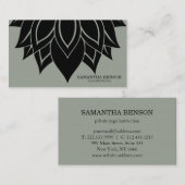 Carte De Visite Élégant logo noir et blanc Fleur Yoga (Devant / Derrière)