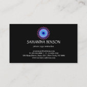 Carte De Visite Élégant logo noir et blanc Fleur Yoga (Dos)