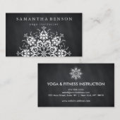 Carte De Visite Élégant logo noir et blanc Fleur Yoga (Devant / Derrière)