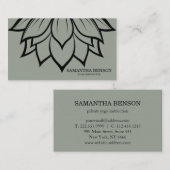 Carte De Visite Élégant logo noir et blanc Fleur Yoga (Devant / Derrière)