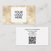 Carte De Visite Élégant logo or Code QR (Devant / Derrière)