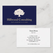 Carte De Visite Élégant logo professionnel Arbre bleu marine (Devant / Derrière)