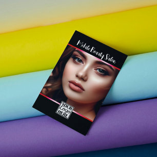 Carte De Visite Élégant logo rose noir photo Modèle de code QR