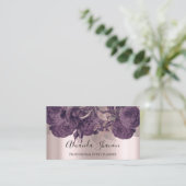 Carte De Visite Élégant logo Rose violet Planificateur d'événement (Debout devant)