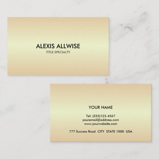 Carte De Visite Élégant look Beige doré (Devant / Derrière)