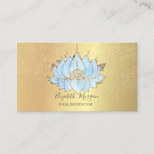 Carte De Visite Élégant Lotus Bleu Or Confettis Yoga