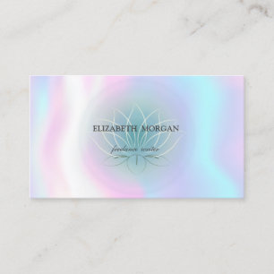 Carte De Visite Élégant Lotus Bleu Professionnel, Holographique