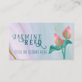 Carte De Visite Élégant Lotus Bud pour Spa de bien-être | Marbre e (Devant)