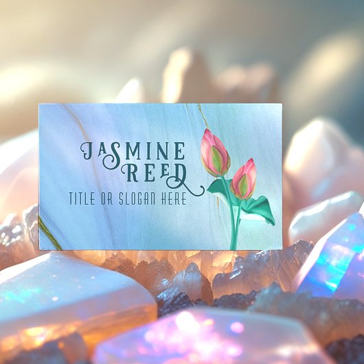 Carte De Visite Élégant Lotus Bud pour Spa de bien-être | Marbre e