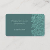 Carte De Visite Élégant Lotus De Pêche Sur Turquoise (Dos)