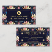 Carte De Visite Élégant Lotus Faux Rose Motif en verre tendu (Devant / Derrière)