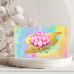 Carte De Visite Élégant Lotus Feuille D'or Coup de Pinceau Tie Dye