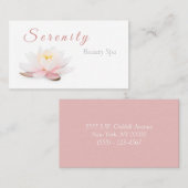 Carte De Visite Élégant Lotus Flower Blush rose & blanc Spa de bea (Devant / Derrière)