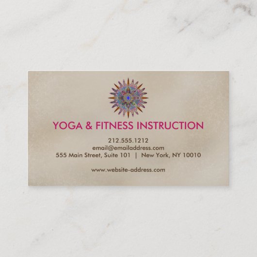 Carte De Visite Élégant Lotus Flower Mandala Logo Yoga Instructeur (Dos)