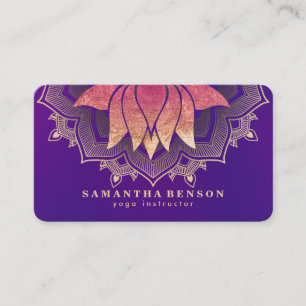 Carte De Visite Élégant Lotus Flower Mandala Logo Yoga Instructeur