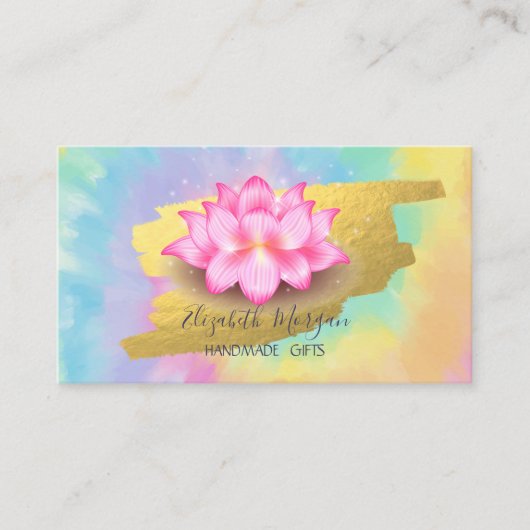 Carte De Visite Élégant Lotus Gold Brosse Brosse Tie Dye (Devant)