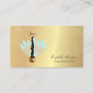 Carte De Visite Elégant Lotus Gold Confetti Yoga Silhouette Moon