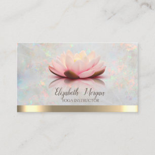Carte De Visite Élégant Lotus Gold Stripe Yoga Opal