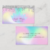 Carte De Visite Elégant Lotus Holographique Parties scintillant ar (Devant / Derrière)