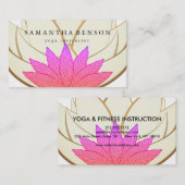 Carte De Visite Élégant Lotus Lotus Rose & Or Logo Yoga (Devant / Derrière)
