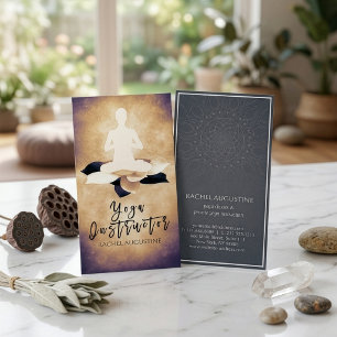 Carte De Visite Élégant Lotus Noir et Blanc et Pose de Yoga Médita