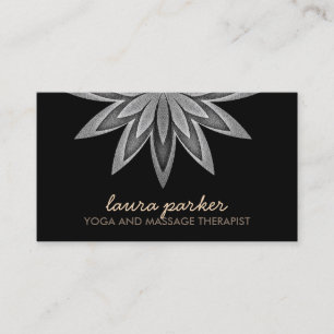 Carte De Visite Élégant Lotus noir Fleur Yoga Soigner la santé