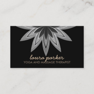 Carte De Visite Élégant Lotus noir Fleur Yoga Soigner la santé