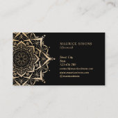 Carte De Visite Elégant lotus or yoga instructeur mandala (Dos)