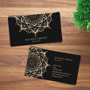 Carte De Visite Elégant lotus or yoga instructeur mandala