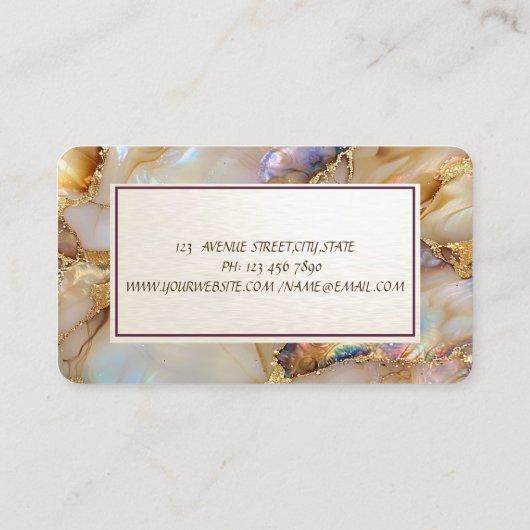 Carte De Visite Elégant lotus Pearl Marble (Dos)