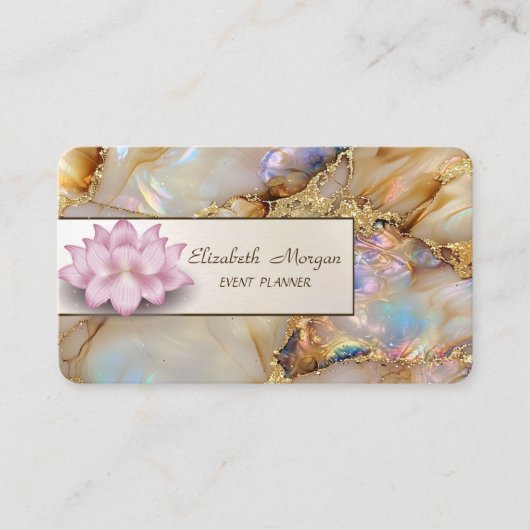 Carte De Visite Élégant Lotus Perle Marbre (Devant)