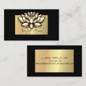 Carte De Visite Elégant Lotus Professional, Faux Gold Frame Black (Devant / Derrière)