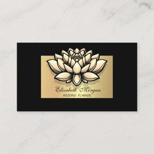 Carte De Visite Elégant Lotus Professional, Faux Gold Frame Black (Devant)