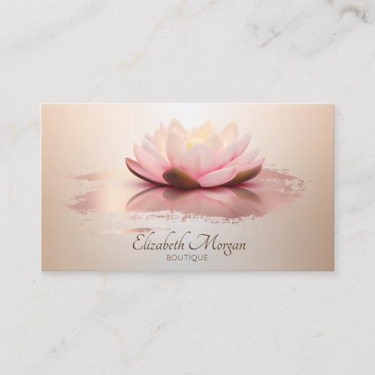 Carte De Visite Élégant Lotus Rose Gold Brush Stroke (Devant)