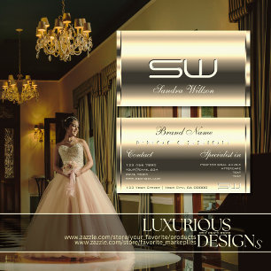 Carte De Visite Élégant Lumineux Golden Shimmer Optics Initiales 3