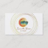 Carte De Visite Elégant Lune Cercles d'or Lotus (Devant)